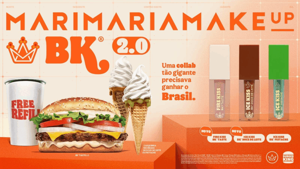 Exemplo do marketing de experiência na divulgação da collab 2.0 entre Burger King e Mari Maria MakeUp.